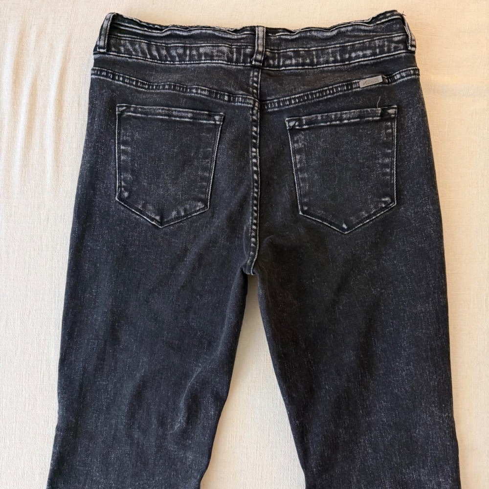 KanCan Amirah Ultra High Rise Flare Jeans 15/31 Black Acid Wash Y2K - Picture 7 of 9